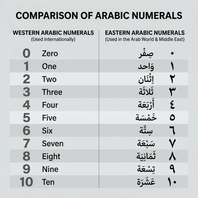 Arabic Numerals vs. Eastern Arabic Numerals &mdash; Guide 2026